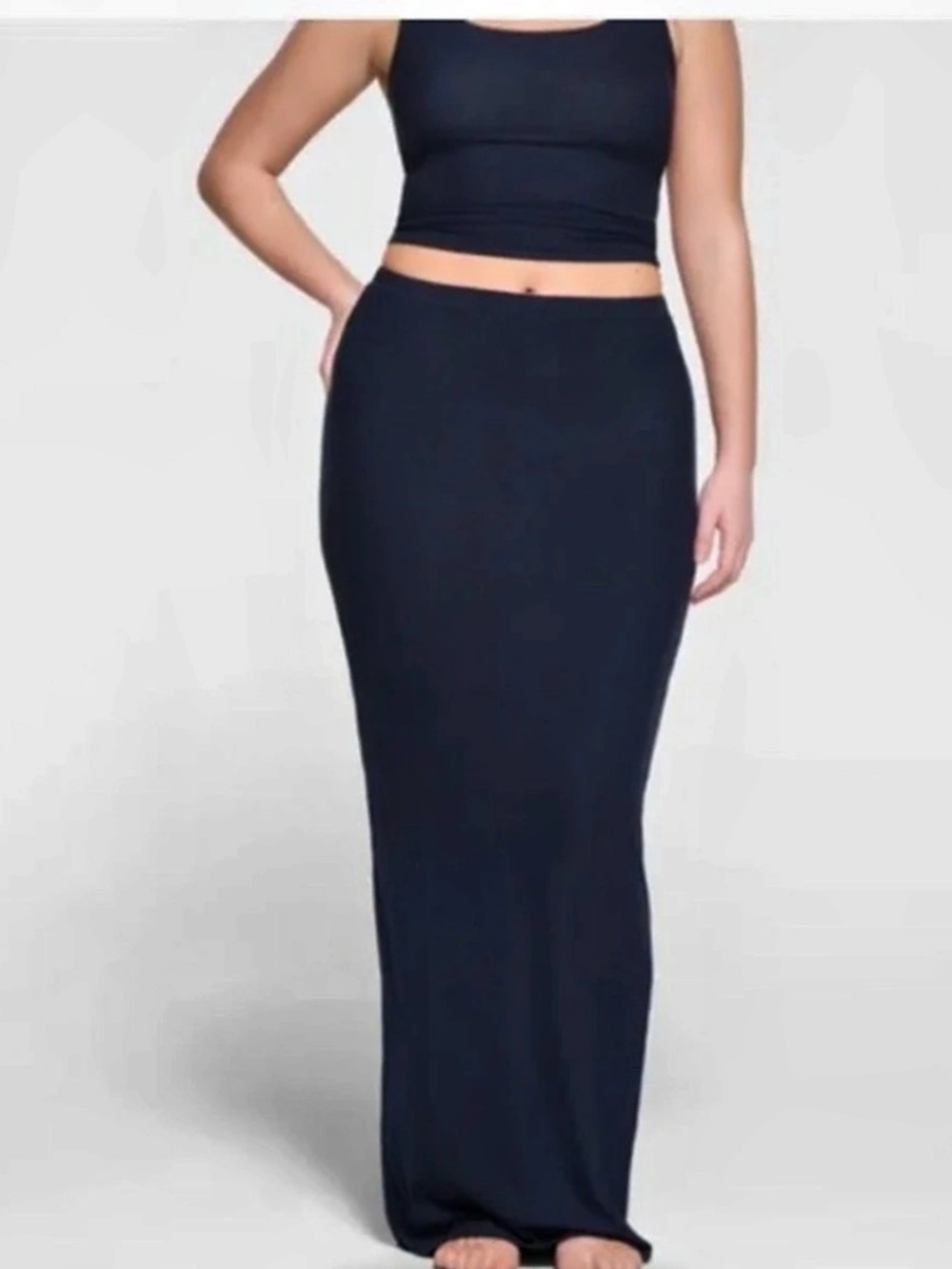Skims Maxi Ribbed Skirt in Blue Size Small Like New